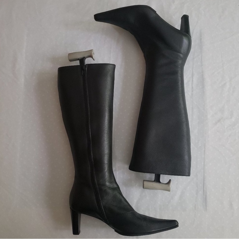 Hugo Boss Black Leather Knee Boots